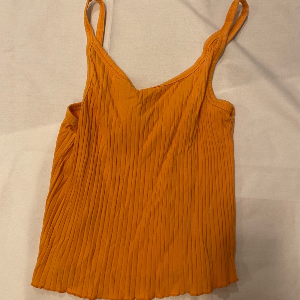Old Navy Orange Pleated Cropped Tank Top